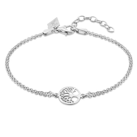 Silver Bracelet, Tree Of Life On Double Chain