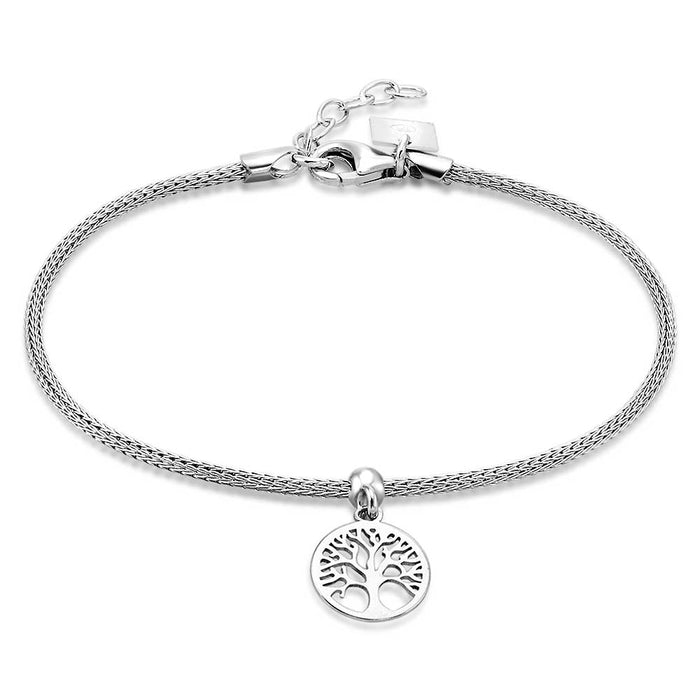 Silver Bracelet, Tree Of Life On Snake Chain