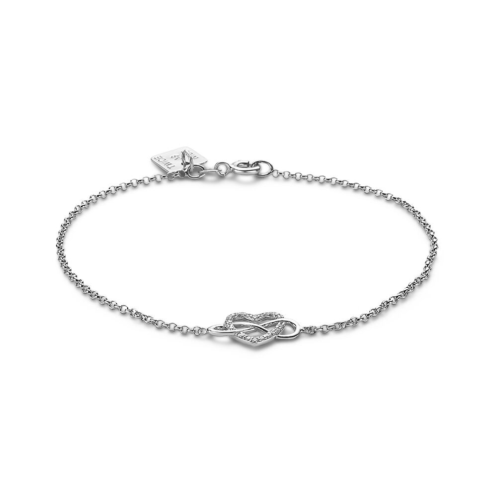 Silver Bracelet, Heart And Infinity Sign, Zirconia