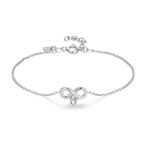Silver Bracelet, Small Infinity With Zirconia