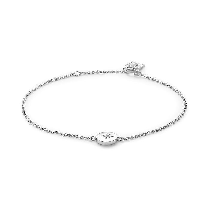 Silver Bracelet, Small Round With Star And Zirconia