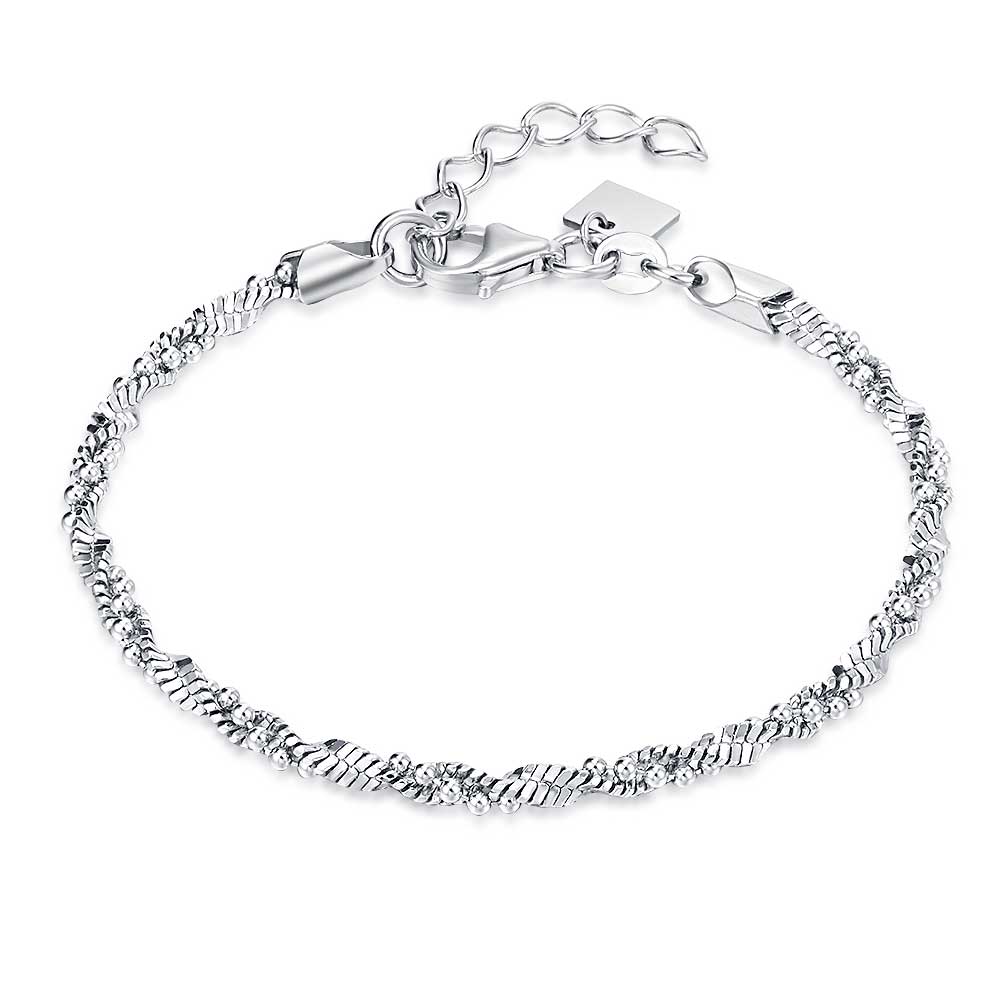 Silver Bracelet, Flat And Dots Chain