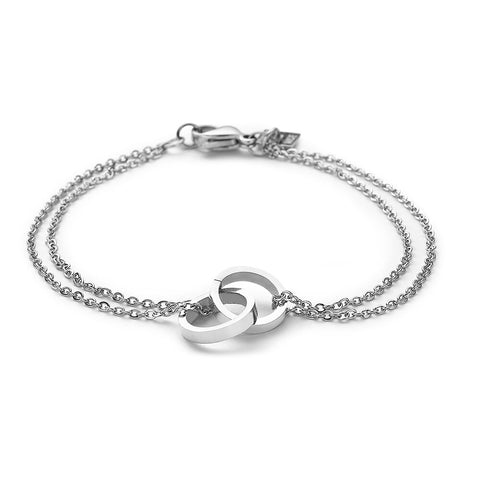 Stainless Steel Bracelet, Double Chain, Double Circle
