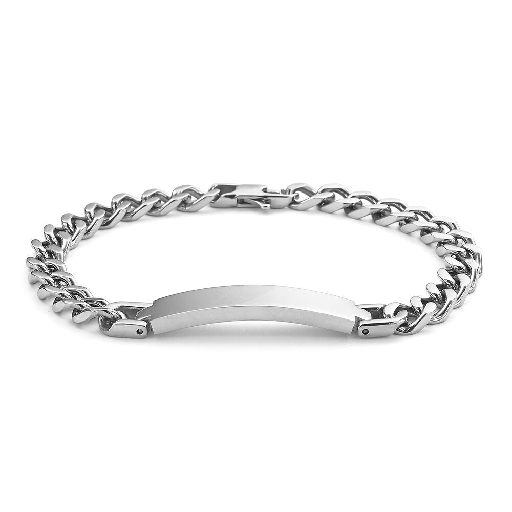 Stainless Steel Bracelet, Central Rectangular Motif