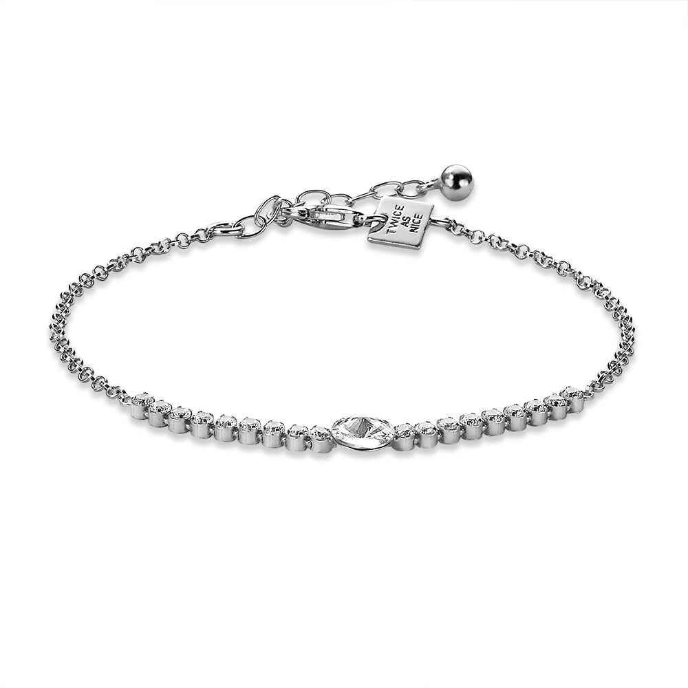 Silver Bracelet, 1 Crystal, 18 Small Crystals