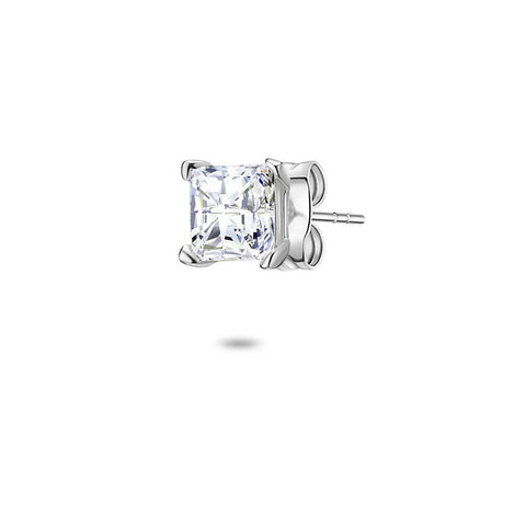 Silver Earring, A 5 Mm Square Zirconia