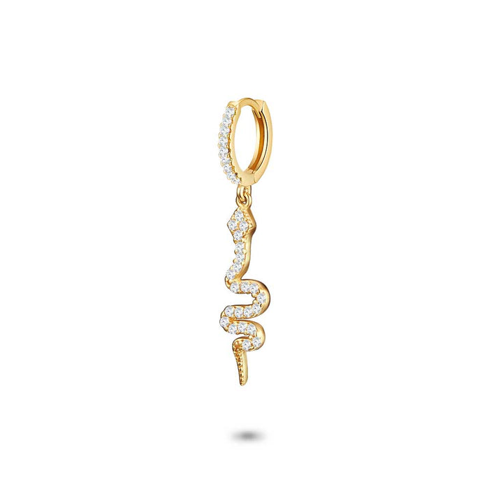 Earring Per Piece In 18Ct Gold Plated Silver, Snake, White Zirconia