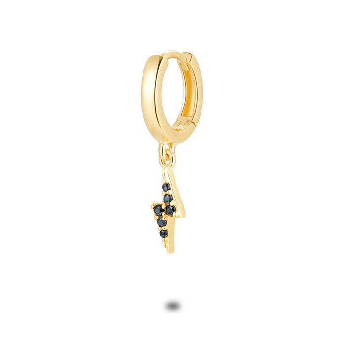 Earring Per Piece In 18Ct Gold Plated Silver, Hoop With Lightning Pendant
