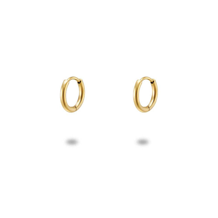 Gold Coloured Stainless Steel Earrings, Tiny Hoop Earrings, 9 Mm
