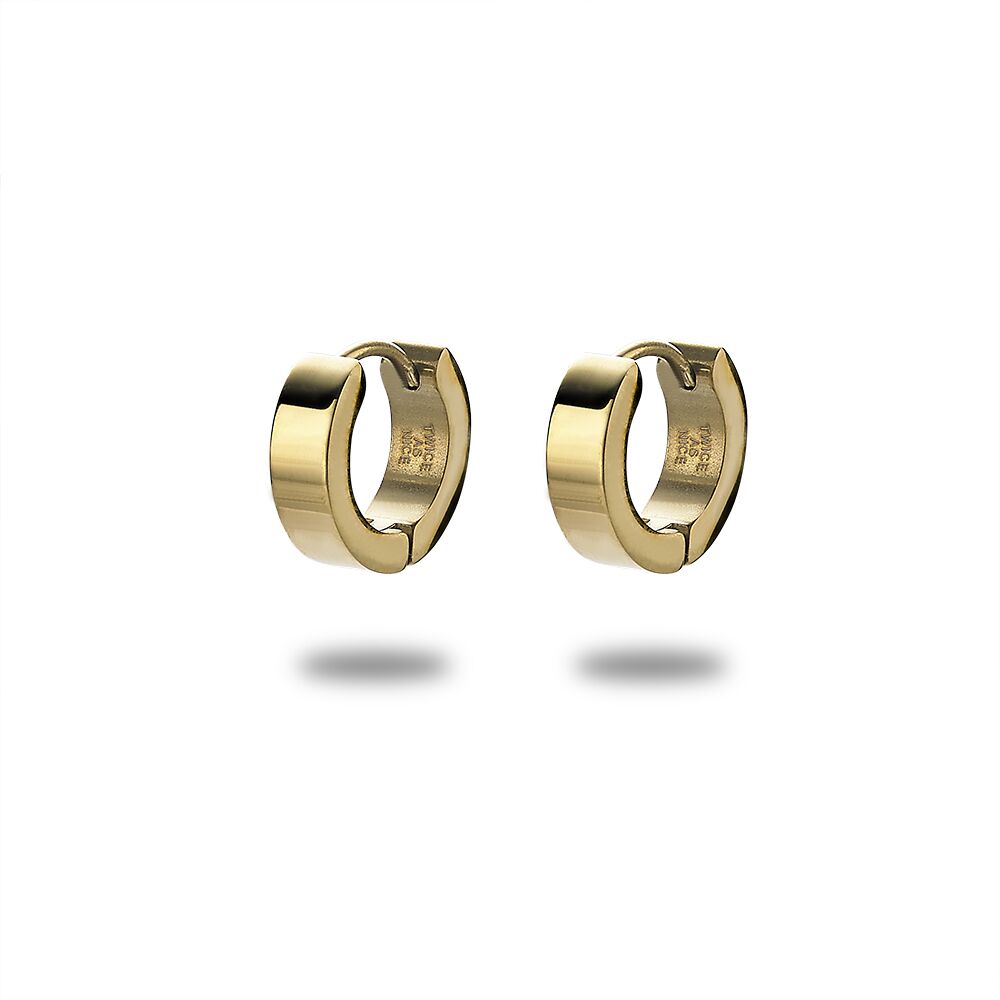 Gold-Coloured Stainless Steel Earrings, Hoop Earring, 12 Mm