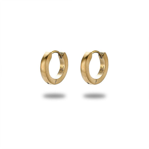 Gold-Coloured Stainless Steel Earrings, Anneaux, 9 Mm, Mat