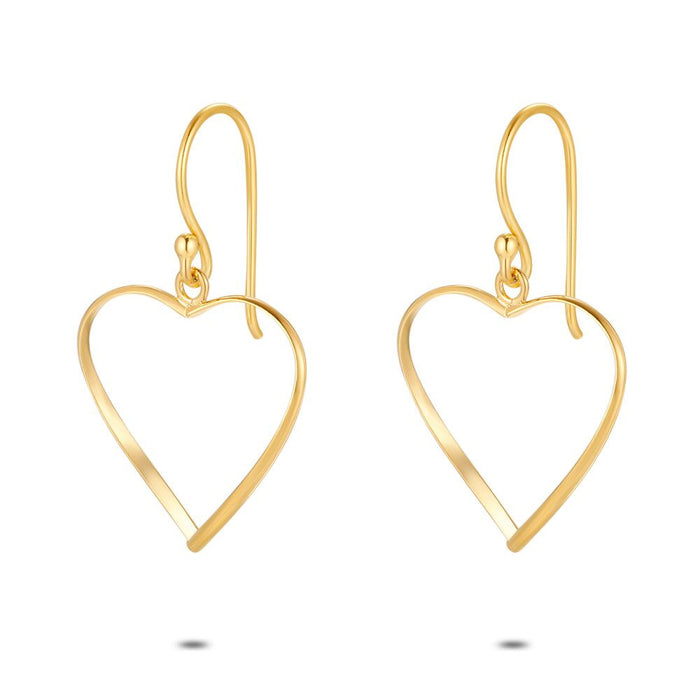 18Ct Gold Plated Silver Earrings, Open Heart