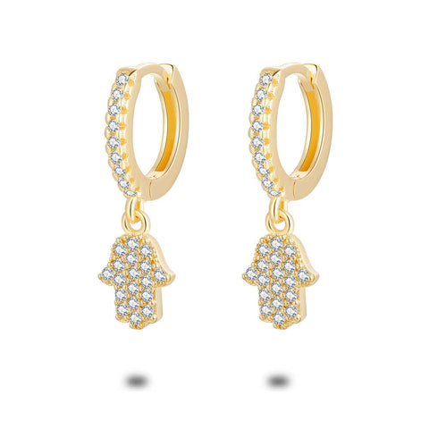 18Ct Gold Plated Silver Earrings, Hoop, Hand