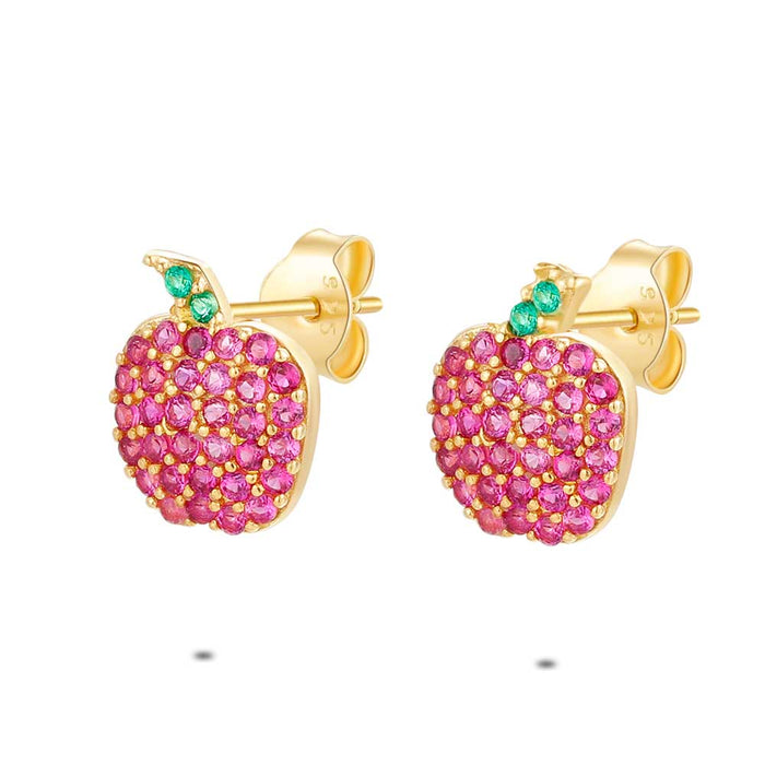 18Ct Gold Plated Silver Earrings, Apple