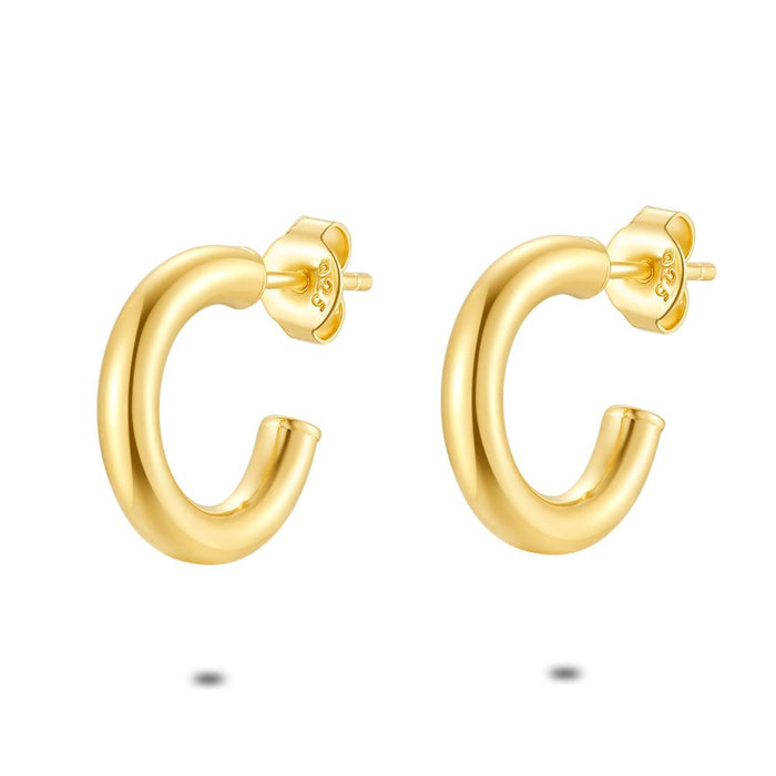 18Ct Gold Plated Silver Earrings, Hoops, 15 Mm/3 Mm