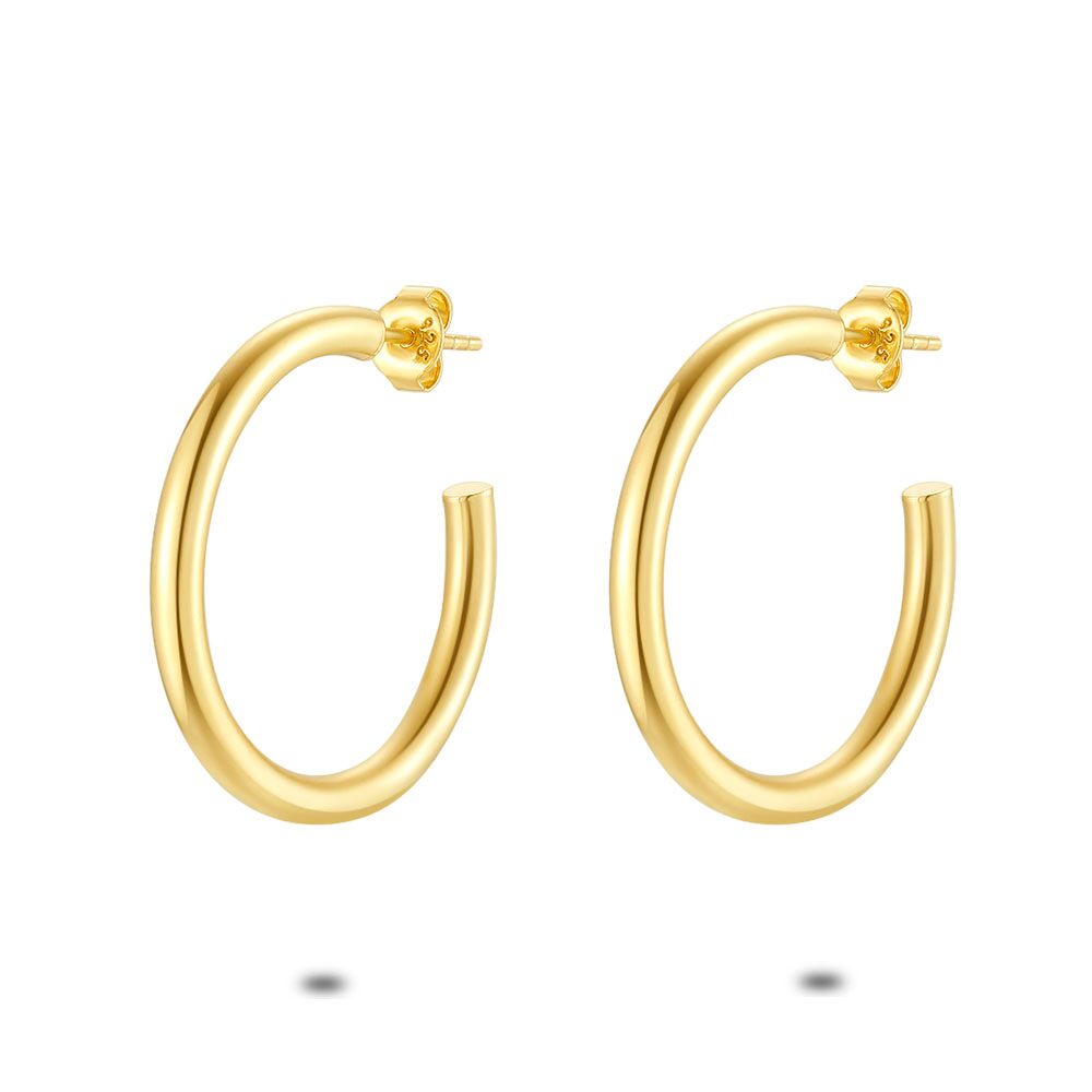 18Ct Gold Plated Silver Open Hoop Earrings, 30 Mm
