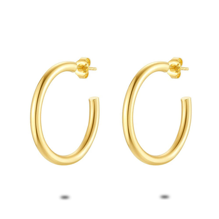 18Ct Gold Plated Silver Open Hoop Earrings, 30 Mm