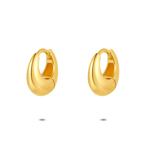 18Ct Gold Plated Silver Hoop  Earrings, Gold-Coloured, 14 Mm