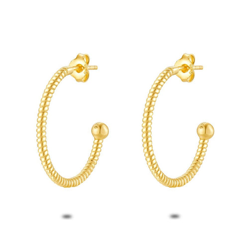 18Ct Gold Plated Silver Earrings, Open Hoops, 2.5 Cm
