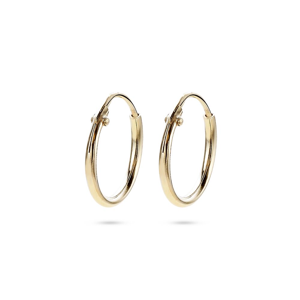 18Ct Gold Plated Silver Hoop Earrings, 14 Mm