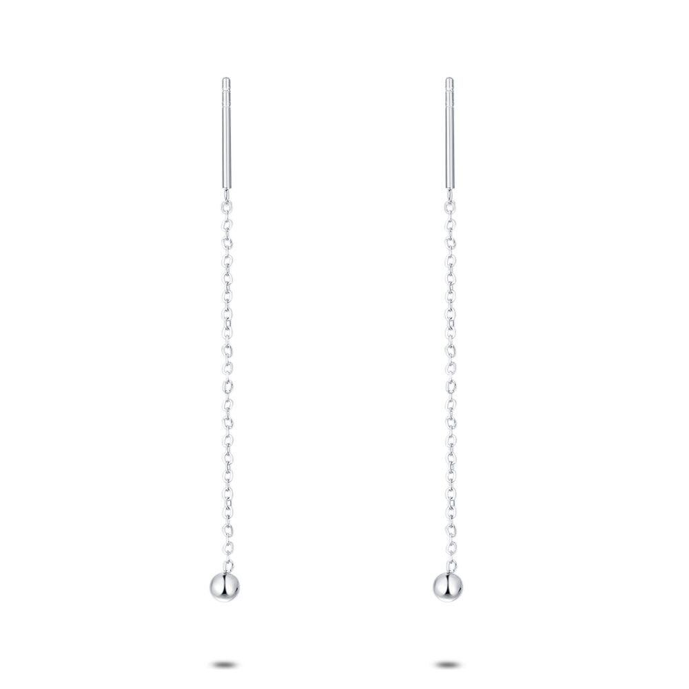 Stainless Steel Earrings, Tiny Dot On Chain