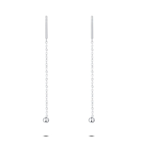 Stainless Steel Earrings, Tiny Dot On Chain