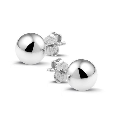 Silver Earrings, 8 Mm Ball