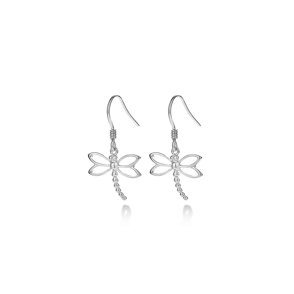 Silver Earrings, Hanging Dragonfly
