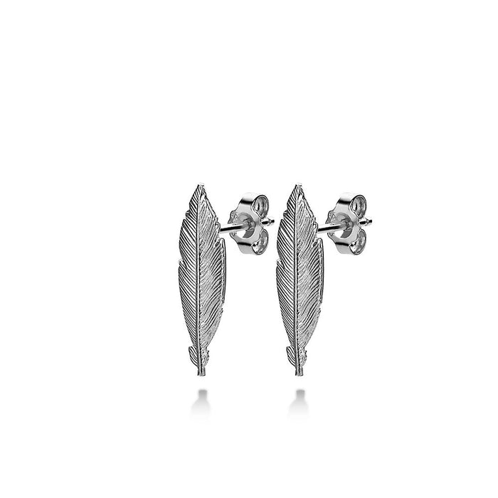 Silver Earrings, 20 Mm Feather