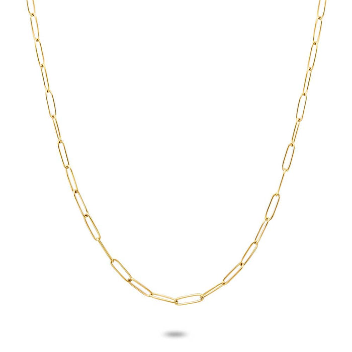 Gold Coloured Stainless Steel Necklace, Oval Links 11 Mm/4 Mm