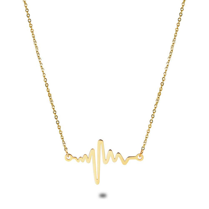 Gold Coloured Stainless Steel Necklace, Heartbeat