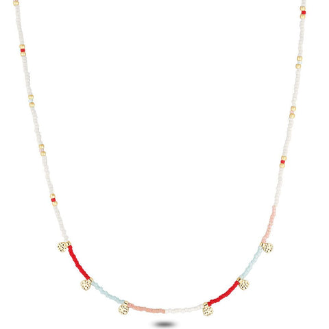 High Fashion Necklace, Gold-Coloured, Multi-Coloured Miyuki Beads With Charms