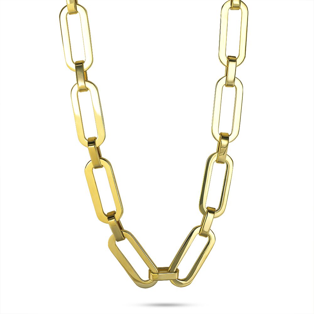 Gold-Colored Stainless Steel Necklace With Oval Links