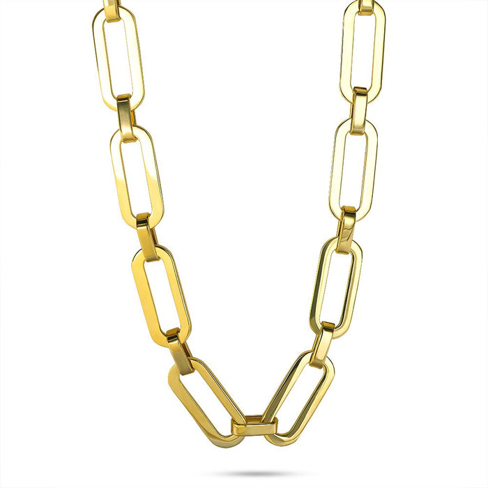 Gold-Colored Stainless Steel Necklace With Oval Links