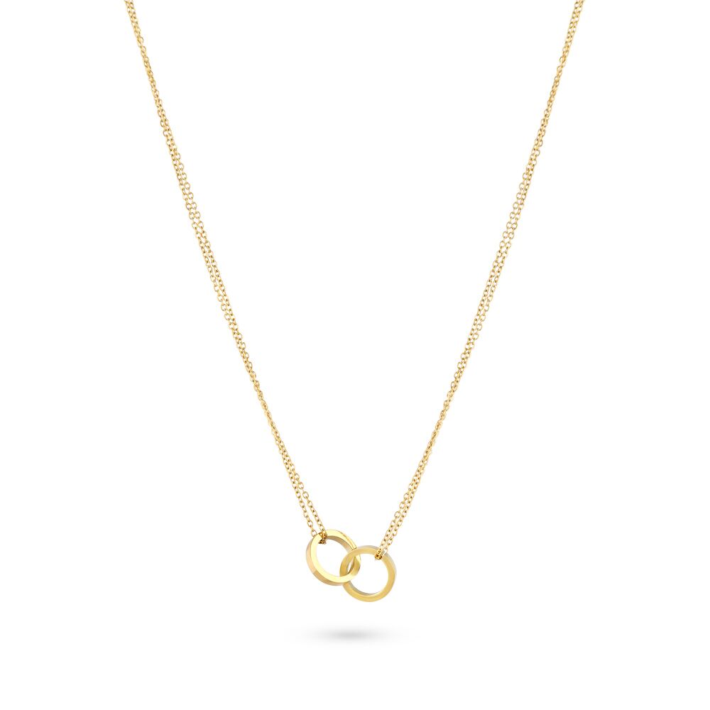 Gold-Coloured Stainless Steel Necklace, 2 Open Circles