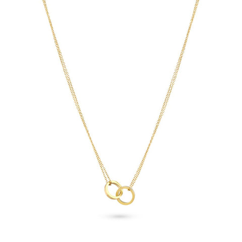 Gold-Coloured Stainless Steel Necklace, 2 Open Circles