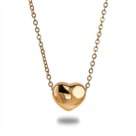 Gold-Coloured Stainless Steel Necklace, Heart