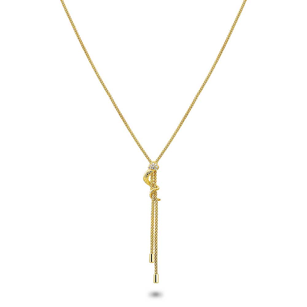 18Ct Gold Plated Silver Necklace, Snake On Chain