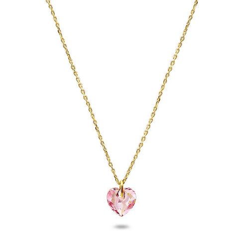 18Ct Gold Plated Silver Necklace, Heart In Light Amethyst