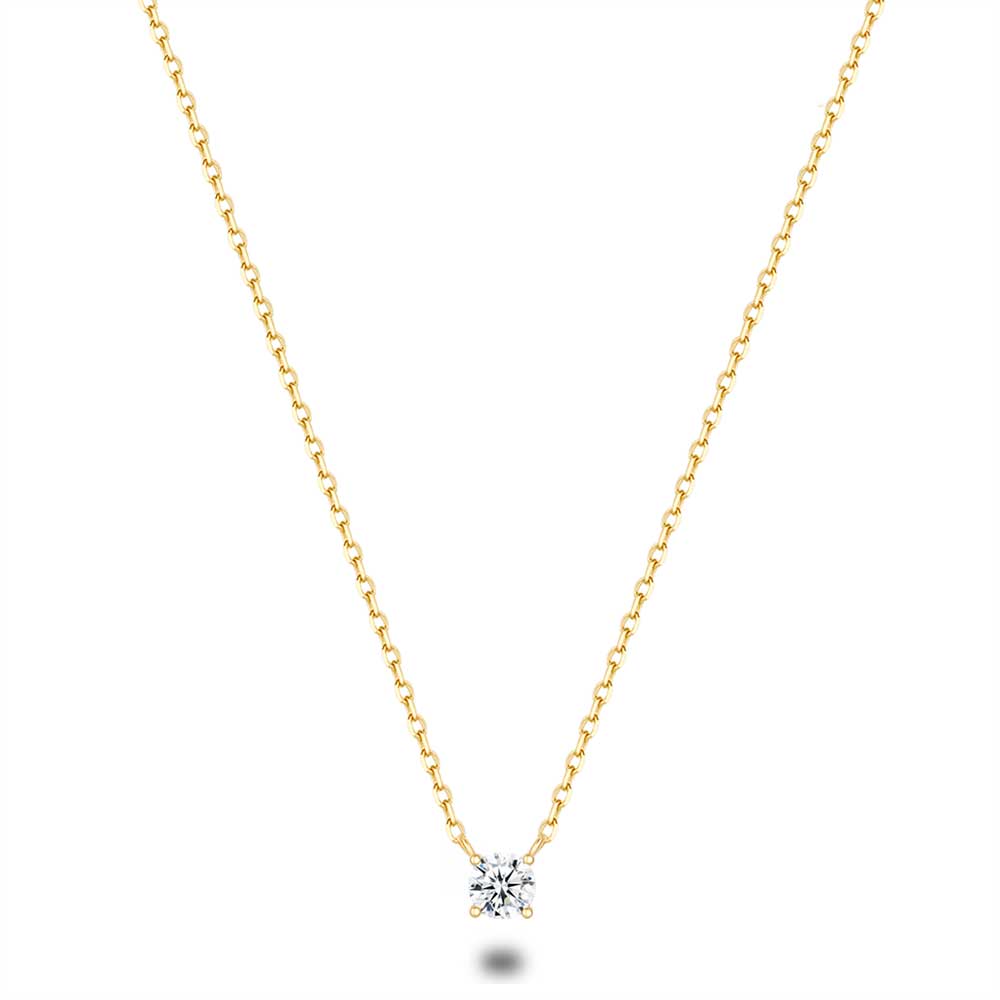 18Ct Gold Plated Silver Necklace, 4 Mm Zirconia