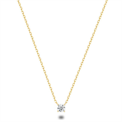 18Ct Gold Plated Silver Necklace, 4 Mm Zirconia