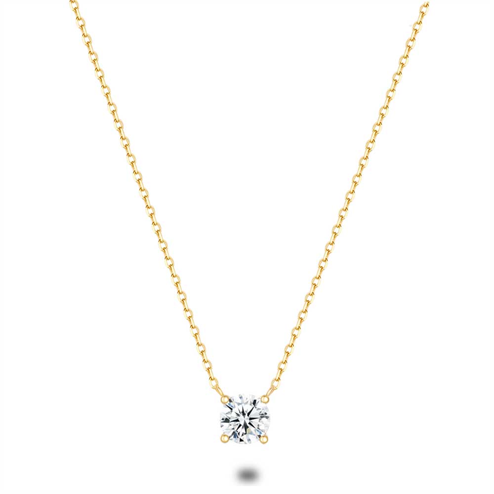 18Ct Gold Plated Silver Necklace, 6 Mm Zirconia