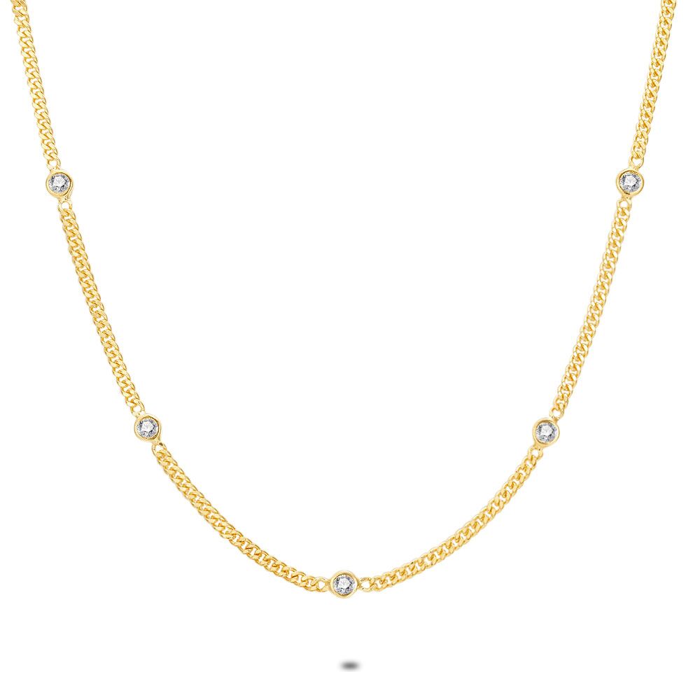 18Ct Gold Plated Silver Necklace, Gourmet With 7 Zirkonia