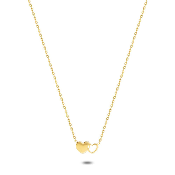 18Ct Gold Plated Silver Necklace, 2 Hearts