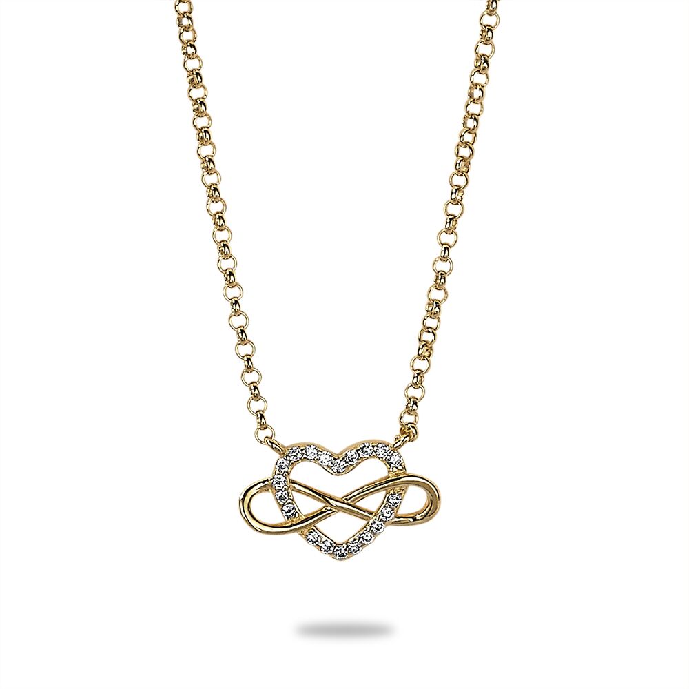 18Ct Gold Plated Silver Necklace, Heart And Infinity Sign