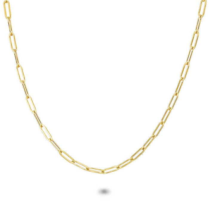 Gold Coloured Stainless Steel Necklace, Oval Link Chain, 3 Mm