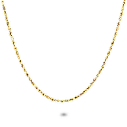 Gold Coloured Stainless Steel Necklace, Twisted Chain, 2,3 Mm
