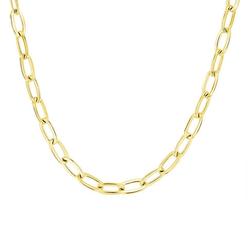 Gold Coloured Stainless Steel Necklace, Oval Links 8 Mm