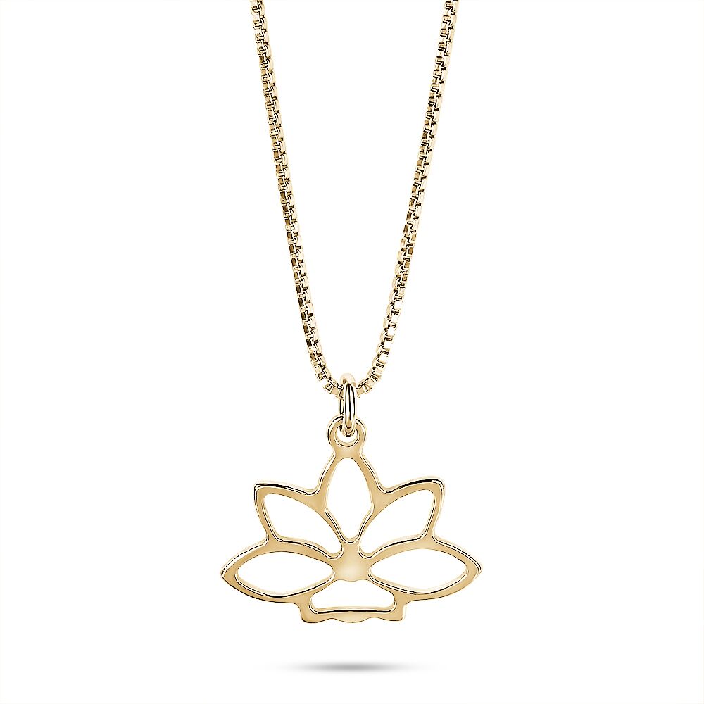 18Ct Gold Plated Silver Necklace, Lotus Flower