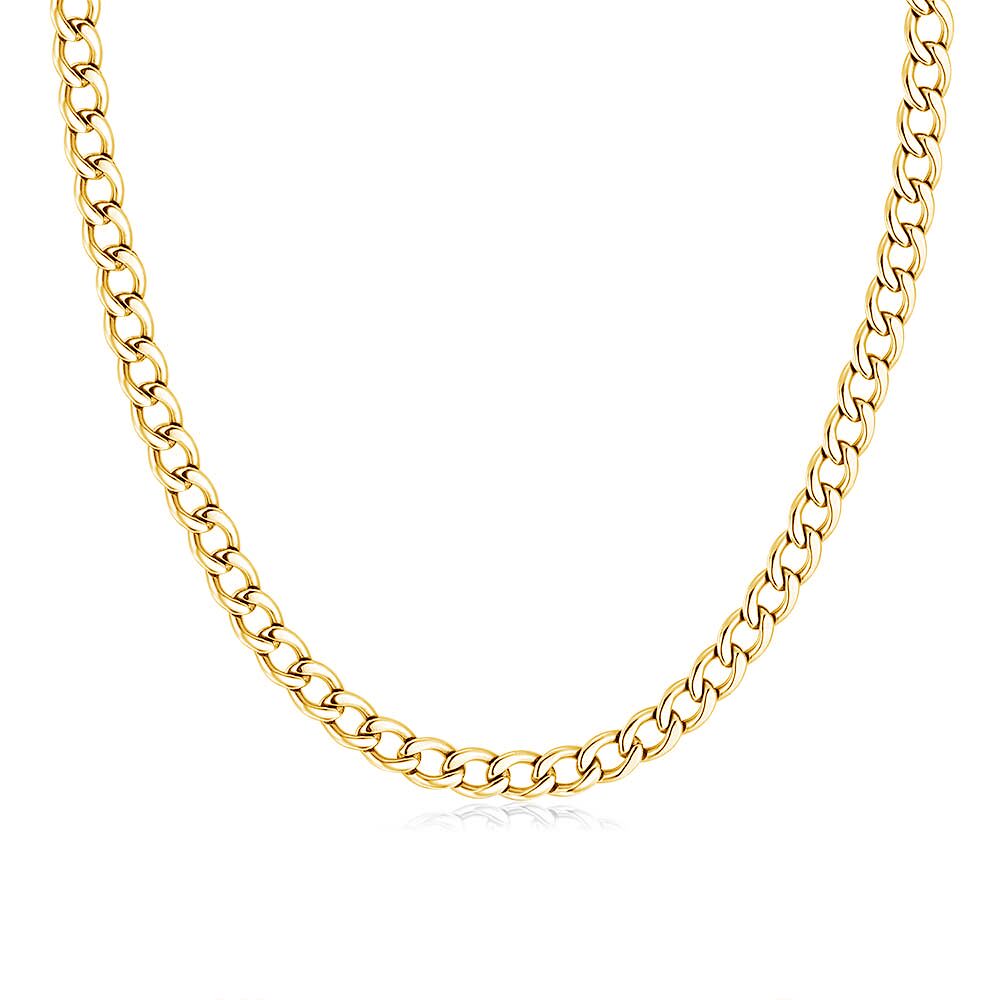 Gold Coloured Stainless Steel Necklace, Gourmet Chain, 7 Mm